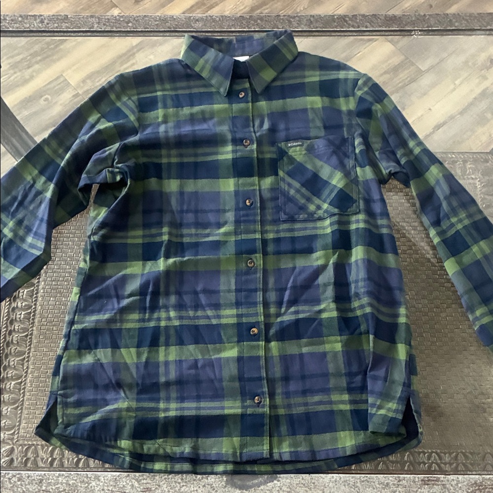 Columbia Navy and Olive Plaid Men's Shirt